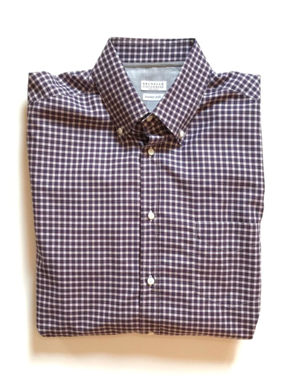 Brunello Cucinelli Check Button Down Shirt Mens Large Blue Orange Basic Fit